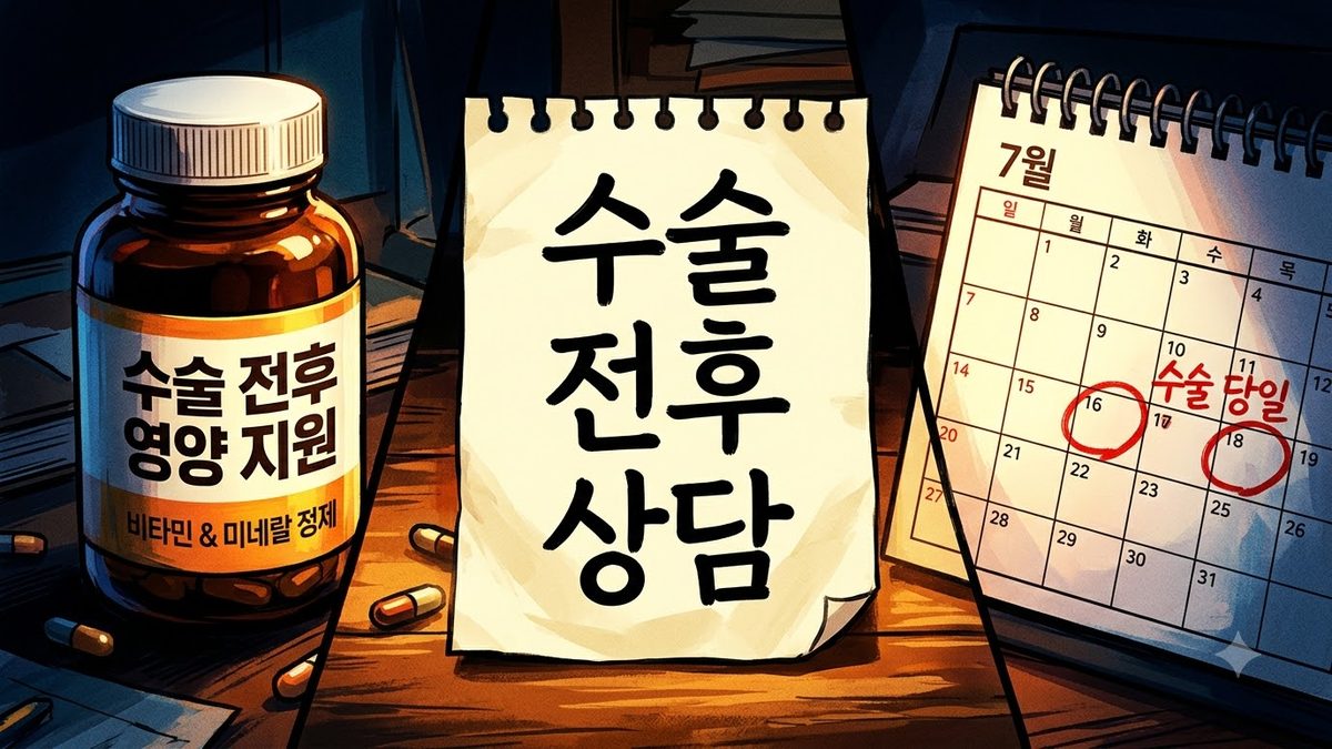 수술 전후에 상담하라고 적힌 원료 관련 이미지
