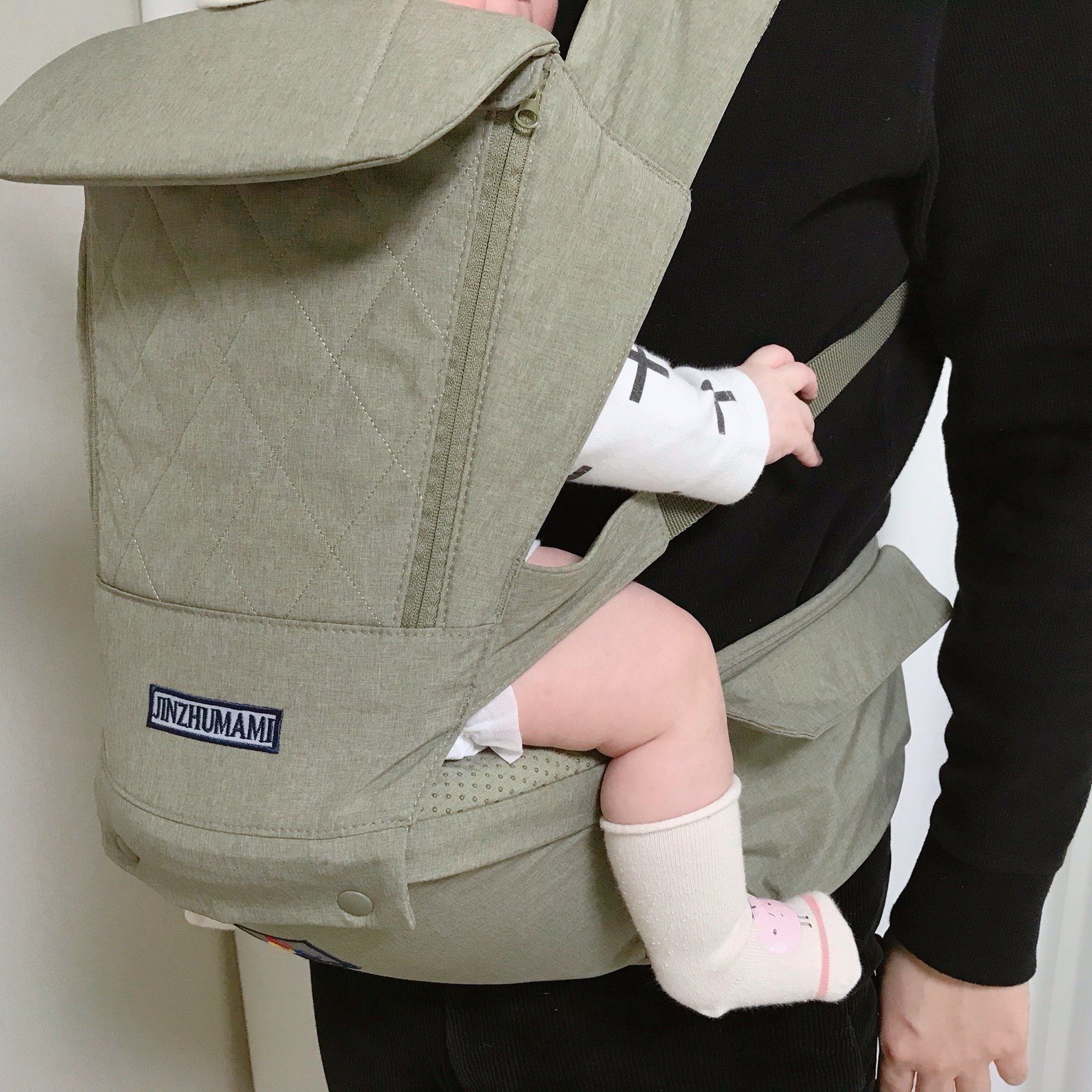 진주마미 힙시트아기띠 힙시트, 카키 상세 이미지 2