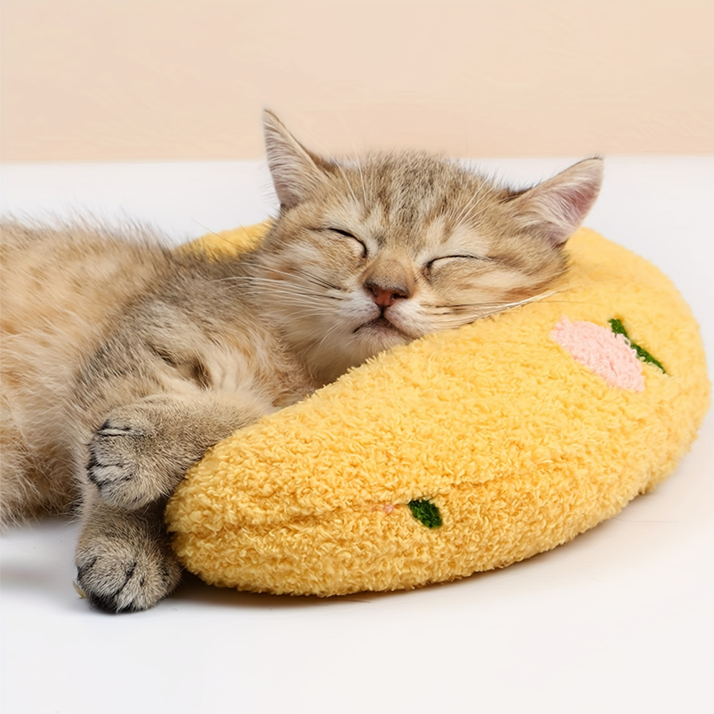 반려동물 수면 질 개선 목받침 반달 베개, 1개, 노란색할인 상세 이미지 1