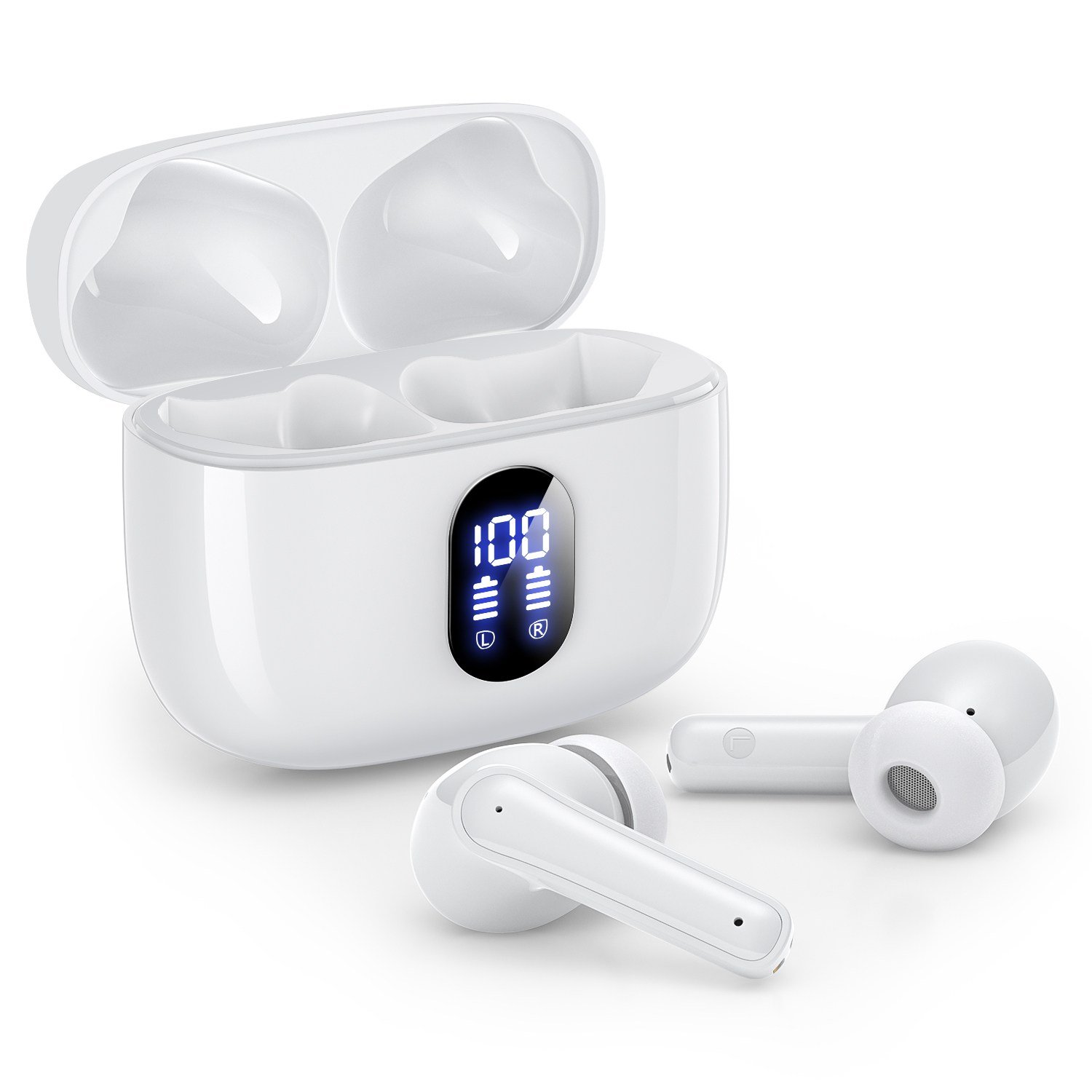 OMIIYA 무선 블루투스 이어폰 ENC 커널형 노이즈 캔슬링 HiFi 고음질 C타입 이어폰, 화이트, T18할인 상세 이미지 1