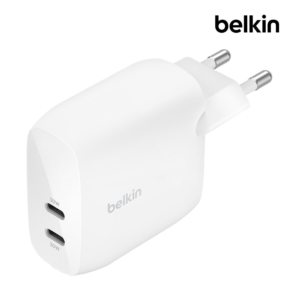 벨킨 60W 듀얼 C타입 PD 3.1 PPS 고속 충전기 WCB010kr 아이폰17 16 15 14 13 갤럭시 S26 S25 아이패드 프로 M4 갤럭시탭 호환 태블릿 충전 상세 이미지 1