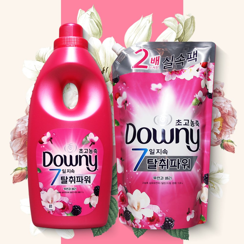 다우니 목련과베리 섬유유연제 초고농축 탈취파워 1L + 리필 1.6L 세트 대용량 향좋은 상세 이미지 1