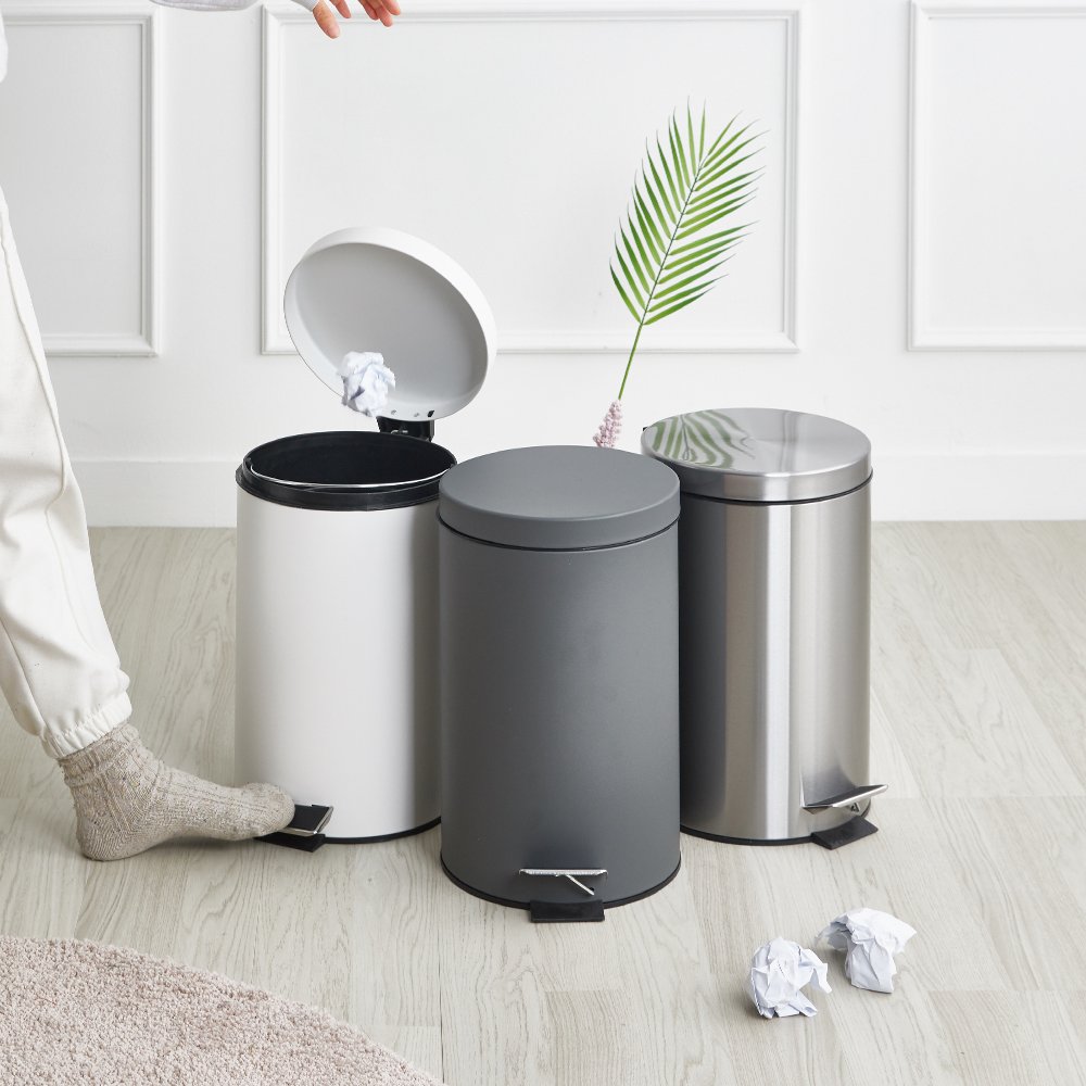 할메이드 가정용 화장실 무소음 인테리어 페달 휴지통 종량제 쓰레기통 12L 상세 이미지 1