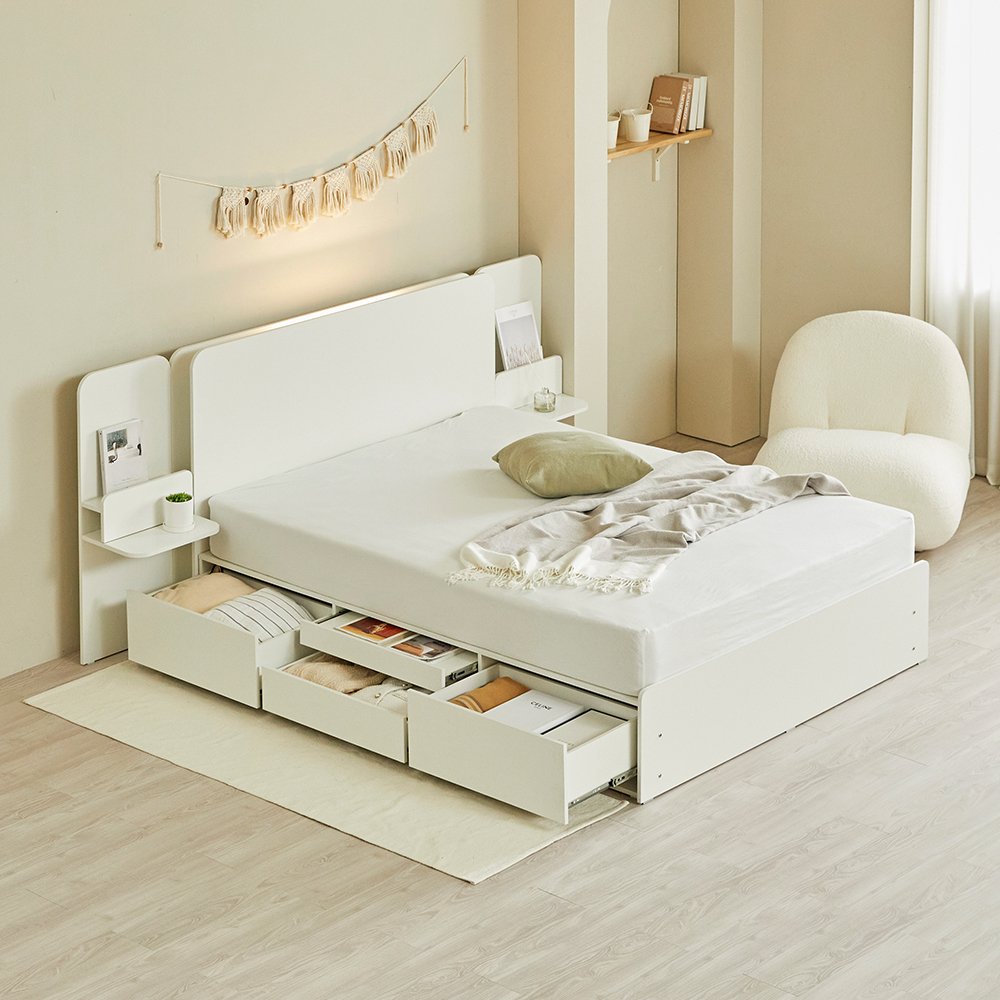 (희망일배송)토토 LED 수납침대 호텔 슬라이딩 서랍형 침대 프레임 퀸Q 상세 이미지 1