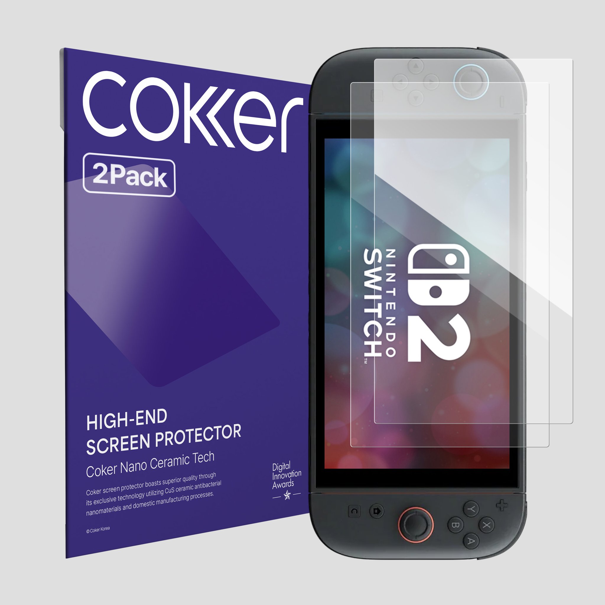 코커 닌텐도스위치2 항균 블루라이트차단 게이밍 강화필름 고화질 액정보호필름 2매 상세 이미지 1