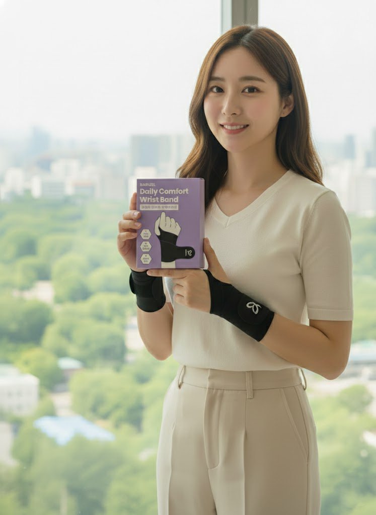 손목보호대 아대 얇은 골프 테니스 헬스 운동 바르엘 블랙 1개입 상세 이미지 2